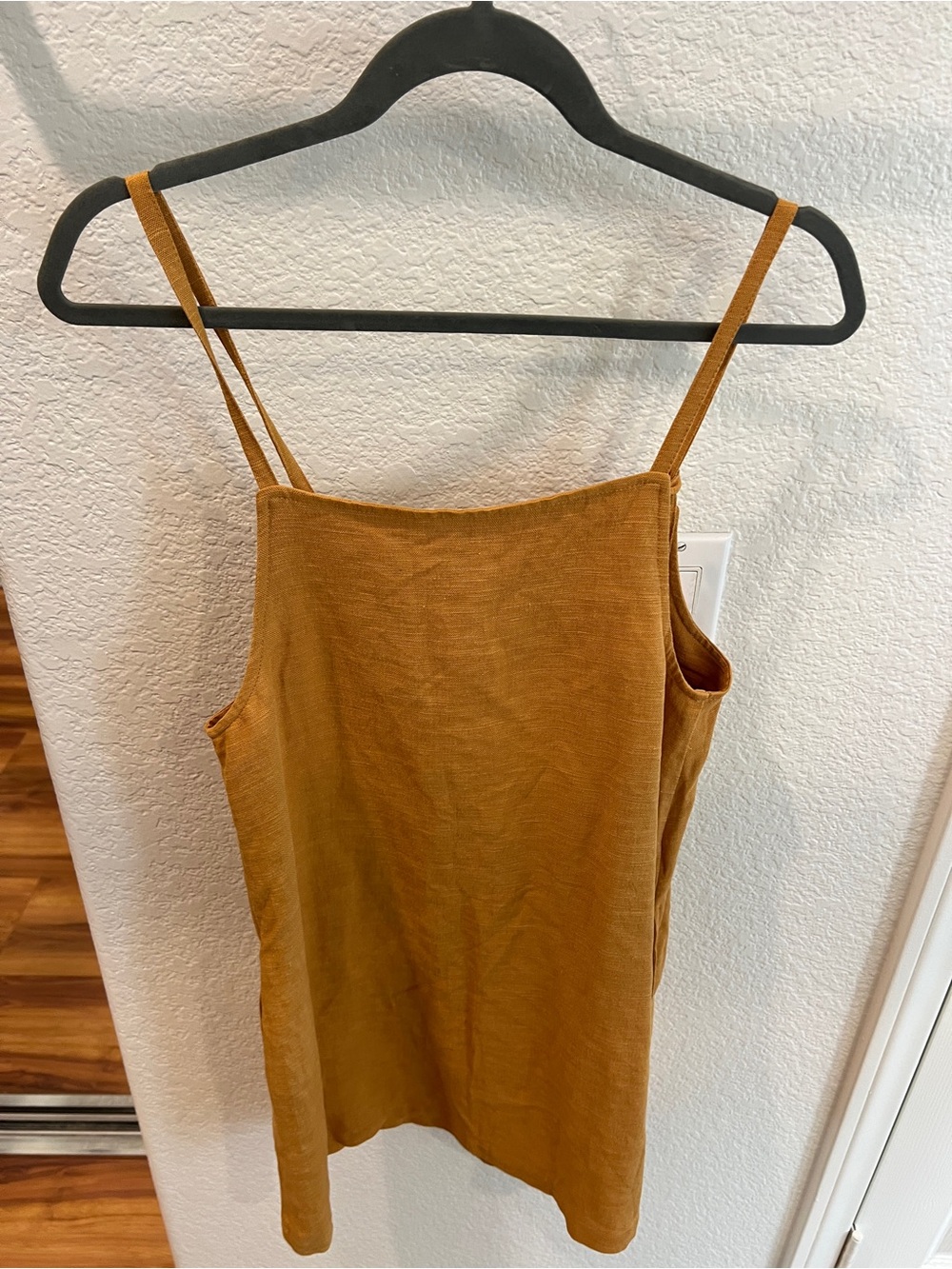 NWT Skylar + Madison Mustard Linen Grommet Mini Dress S - Picture 2 of 3